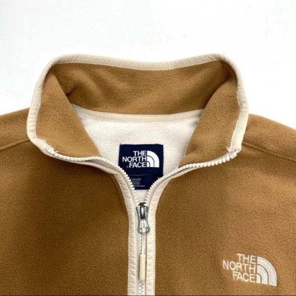 THE North Face Rare Retro Color Block Fleece Quarter Zip Pullover Brown / Cream - Picture 4 of 7